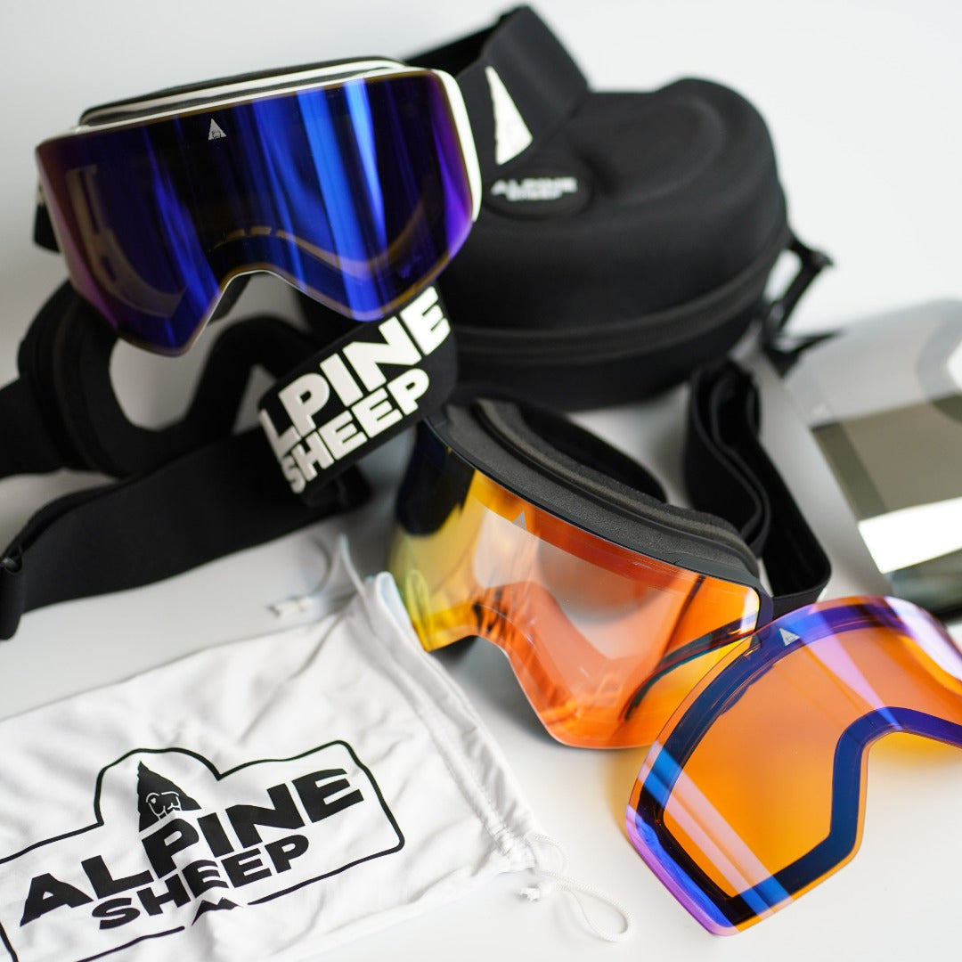 Ski and Snowboard Goggles + Two Magnetic Lenses